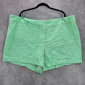 Cato Green Lace Classic Boho Active‎ Preppy Beach Cotton Shorts Plus 3XL 26W